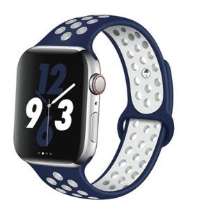 NEW NAVY WHITE Sport Silicone Band For Apple Watch